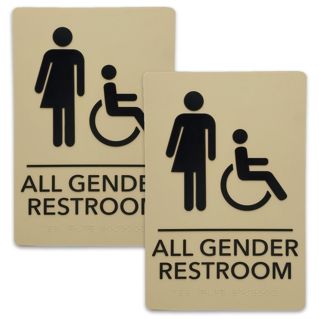 ADA-Compliant Wayfinding Signs – Durable, Non-Glare, Scratch-Resistant & Ready to Install. Featuring Grade 2 Braille & Raised Tactile Text, These Premade Signs Ensure Easy Compliance for Businesses 2 Pack
